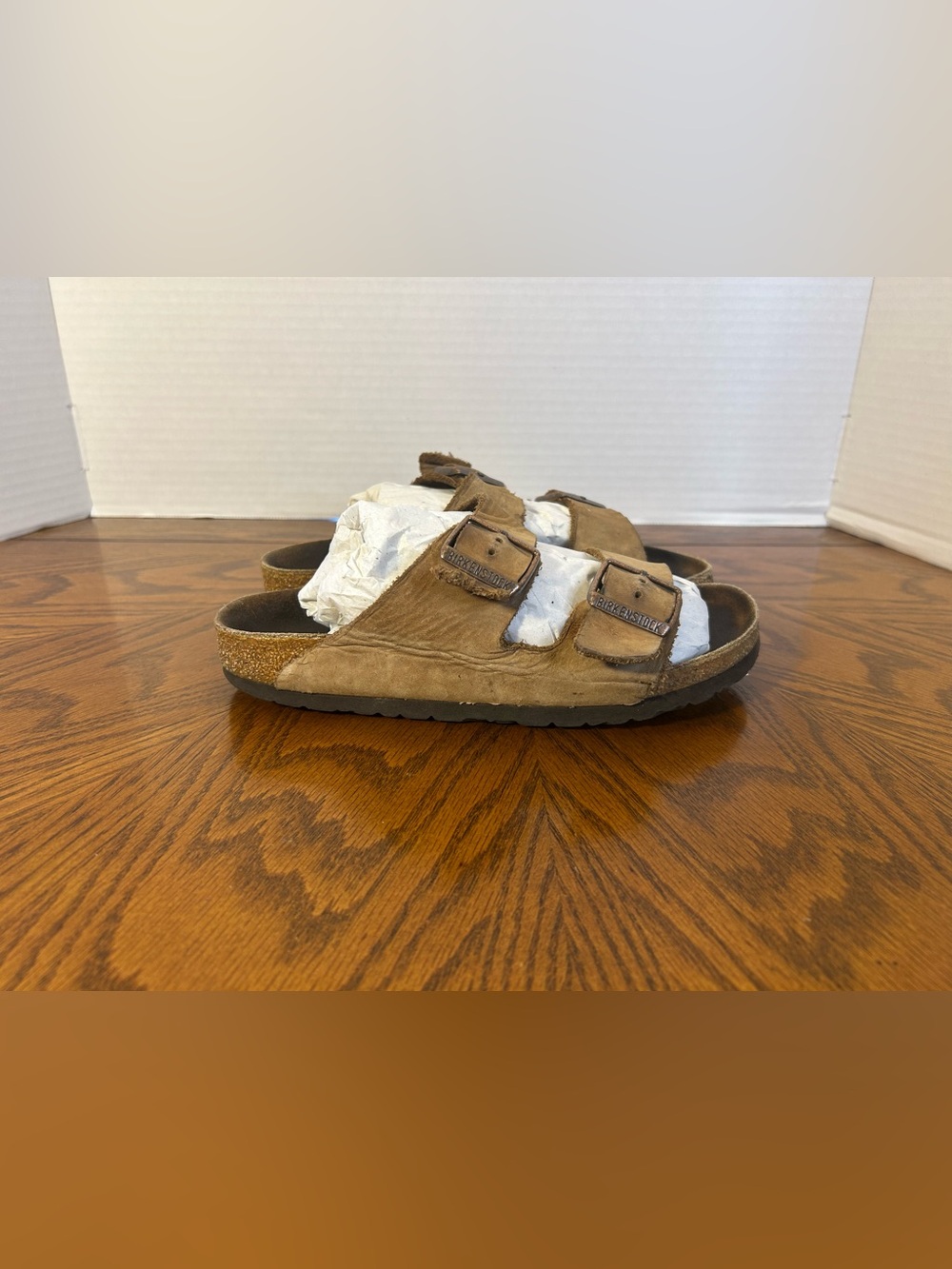 Birkenstock Leather Brown Sandals Ladies Size 37 Straps Comfy Slip On